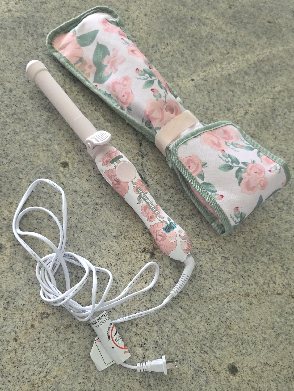 LIMITED EDITION Pink Floral Beachwaver S1 Curling Iron With Matching Case